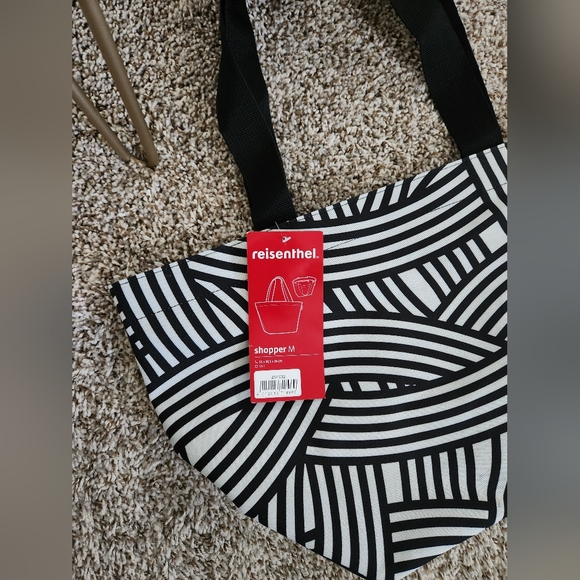REISENTHEL SHOPPER M Reusable Black and White Polyester Shopping Bag with Zipper - Picture 12 of 12